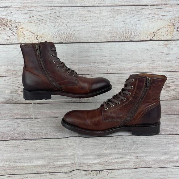 Frye Mens Sz 9.5D Bowery Lace-Up Boots Brown Leather